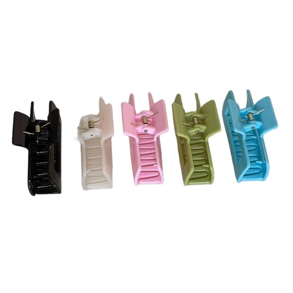 Pink Multicolored Rectangular Medium Size Claw Clip Hair Accessory 5 Pack Bundle - Picture 3 of 13
